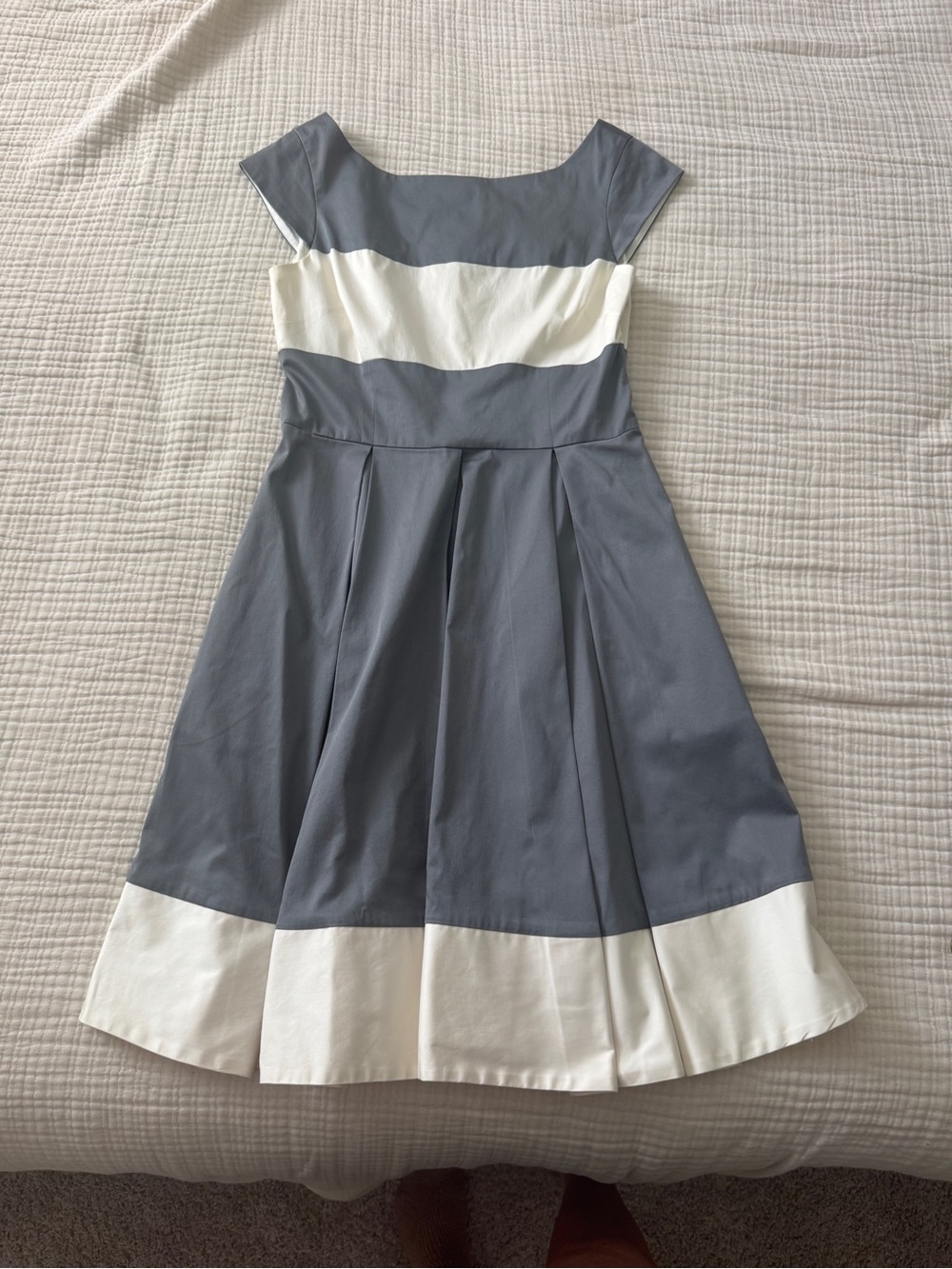 kate spade Gray and White Colorblock Fit-and-Flare Midi Dress